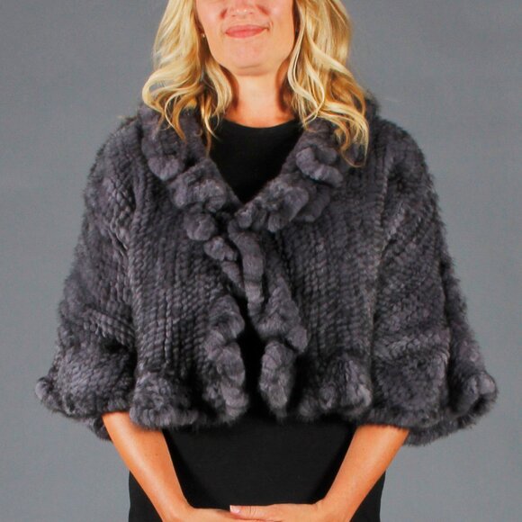CLEARANCE Blue Iris Knitted Mink Fur Bolero